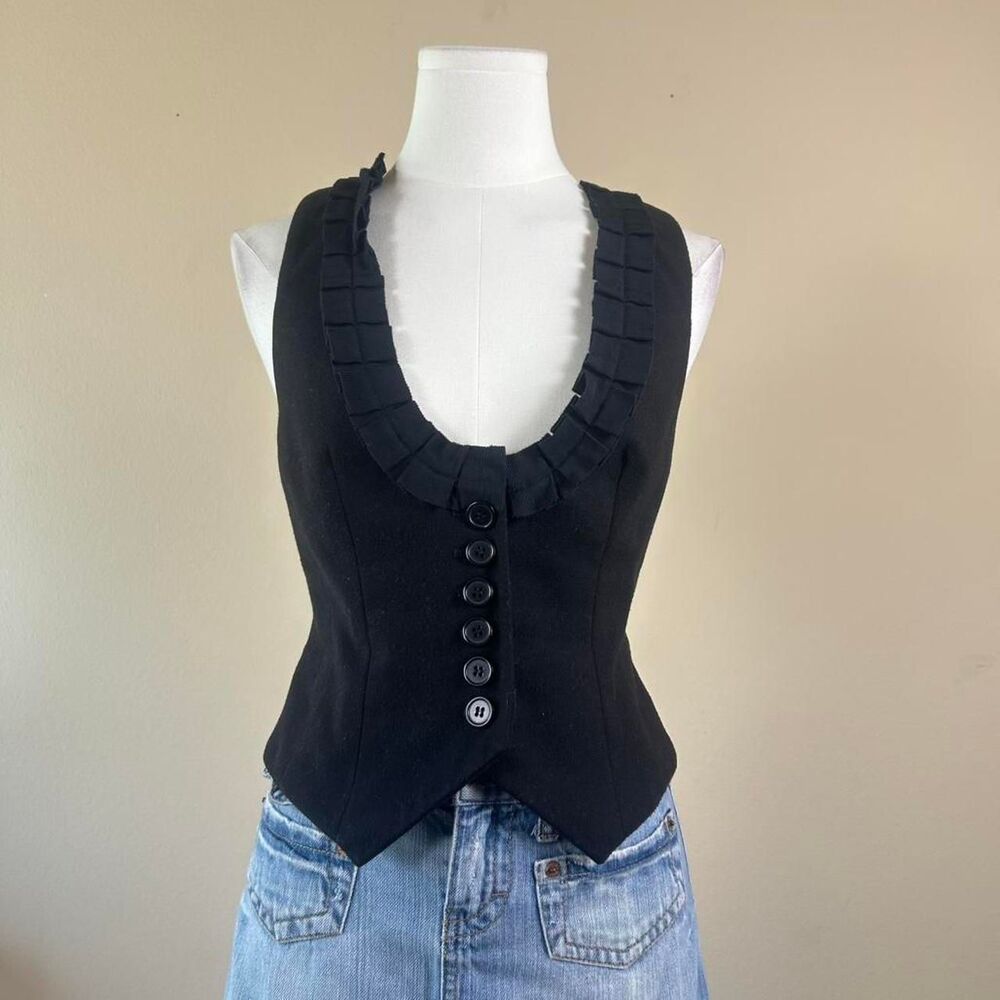 Insane Horror Game Protaganist Dark Coquette Office Siren Halter Button Up Vest
